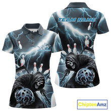 Load image into Gallery viewer, Custom Blue Thunder Lightning Grim Reaper Bowling Women Polo Shirt, Halloween Outfit IPHW9797