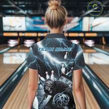 Load image into Gallery viewer, Custom Blue Lightning Grim Reaper Bowling Women Quarter-Zip Shirt, Halloween Outfit IPHW9797