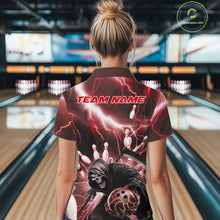 Load image into Gallery viewer, Custom Red Lightning Grim Reaper Bowling Women Quarter-Zip Shirt, Halloween Outfit IPHW9798