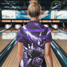 Load image into Gallery viewer, Custom Purple Thunder Lightning Grim Reaper Bowling Women Polo Shirt, Halloween Outfit IPHW9799