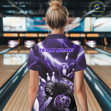 Load image into Gallery viewer, Custom Purple Lightning Grim Reaper Bowling Women Quarter-Zip Shirt, Halloween Outfit IPHW9799