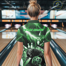 Load image into Gallery viewer, Custom Green Lightning Grim Reaper Bowling Women Quarter-Zip Shirt, Halloween Outfit IPHW9800
