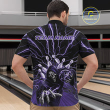 Load image into Gallery viewer, Custom Black And Purple Lightning Grim Reaper Bowling Men Quarter-Zip Shirt, Halloween Outfit IPHW9805