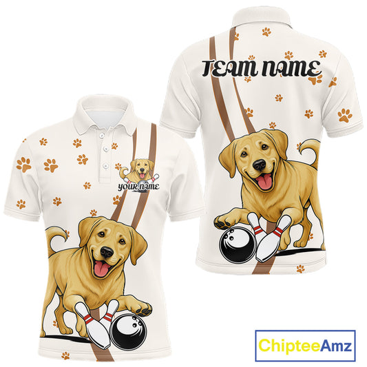 Custom Funny Labrador Retriever Dog Men Bowling Team Shirt, Dog Lovers Bowling Uniform IPHW10208