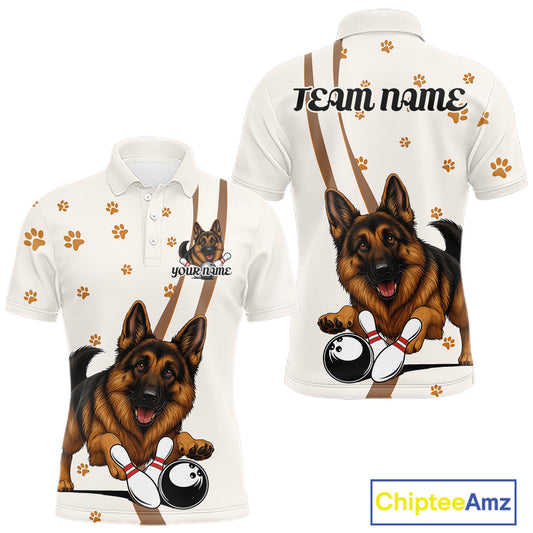 Custom Funny German Shepherd Dog Men Bowling Team Shirt, Dog Lovers Bowling Uniform IPHW10210