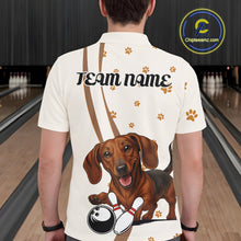 Load image into Gallery viewer, Custom Funny Dachshund Dog Men Bowling Team Shirt, Dog Lovers Bowling Uniform IPHW10213