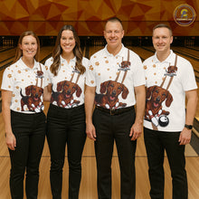 Load image into Gallery viewer, Custom Funny Dachshund Dog Men Bowling Team Shirt, Dog Lovers Bowling Uniform IPHW10213