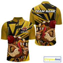 Load image into Gallery viewer, Custom Funny Turkey Bowling Shirts For Men, Yellow Thanksgiving Bowling Shirt Team Uniform IPHW10676