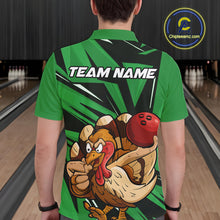 Load image into Gallery viewer, Custom Funny Turkey Bowling Shirts For Men, Green Thanksgiving Bowling Shirt Team Uniform IPHW10677