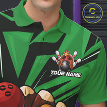 Load image into Gallery viewer, Custom Funny Turkey Bowling Shirts For Men, Green Thanksgiving Bowling Shirt Team Uniform IPHW10677