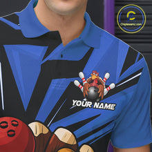 Load image into Gallery viewer, Custom Funny Turkey Bowling Shirts For Men, Blue Thanksgiving Bowling Shirt Team Uniform IPHW10678