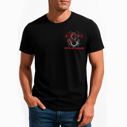 Personalized Bowling T-Shirts For Men, Red Dragon Thunder Lightning Team Uniform IPHW9074