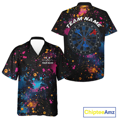 Custom Colorful Splatter Dart Team Hawaiian Shirts For Men And Women, Dart Team Jerseys IPHW9969