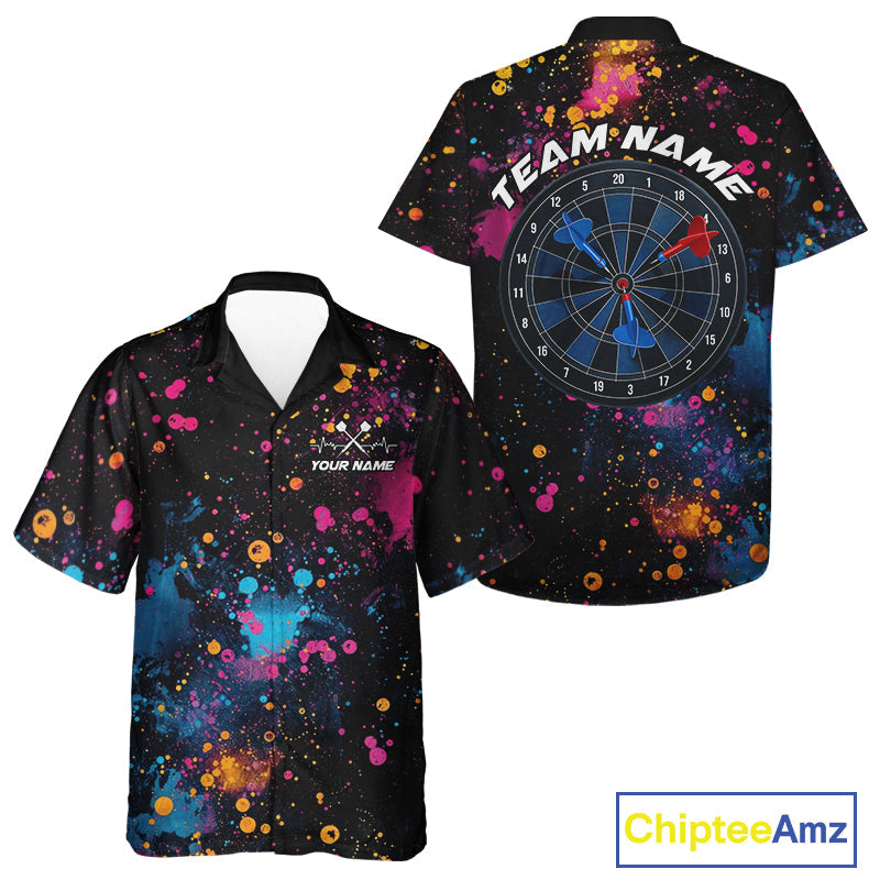 Custom Colorful Splatter Dart Team Hawaiian Shirts For Men And Women, Dart Team Jerseys IPHW9969