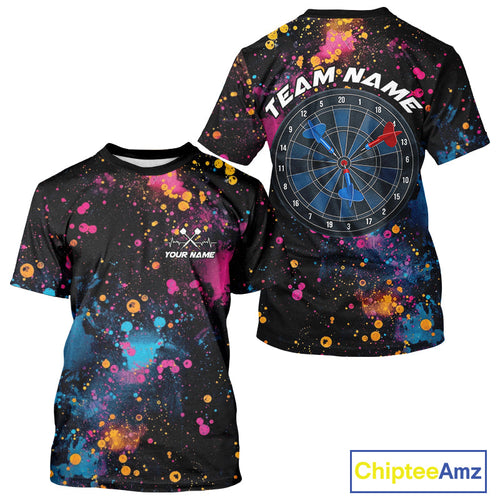 Custom Colorful Splatter Dart Team T-Shirts For Men, Dart Team Jerseys IPHW9969