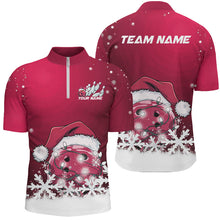 Load image into Gallery viewer, Pink Snowflake Custom Christmas Bowling Shirts For Men, Santa Bowling Team Outfit Bowler Shirt IPHW7866