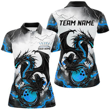 Load image into Gallery viewer, Black And Blue Thunder Lightning Custom Dragon Ladies Bowling Shirts, Bowling League Shirts IPHW7062