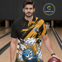 Load image into Gallery viewer, Custom Funny Cool Bowling Ball Bowling And Beer Men Polo Shirts, Grunge Bowling Uniform IPHW9611