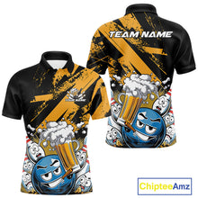 Load image into Gallery viewer, Custom Funny Cool Bowling Ball Bowling And Beer Men Polo Shirts, Grunge Bowling Uniform IPHW9611