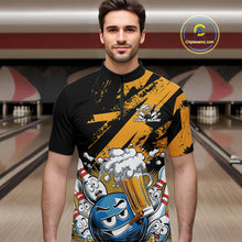 Load image into Gallery viewer, Custom Funny Cool Bowling Ball Bowling And Beer Men Quarter-Zip Shirts, Grunge Bowling Uniform IPHW9611