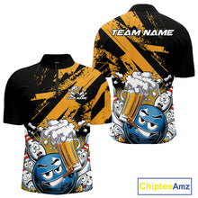 Load image into Gallery viewer, Custom Funny Cool Bowling Ball Bowling And Beer Men Quarter-Zip Shirts, Grunge Bowling Uniform IPHW9611