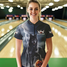 Load image into Gallery viewer, Custom Thunder Lightning Wolf Bowling Quarter-Zip Shirts For Women, Wolf Bowling Jerseys IPHW8307
