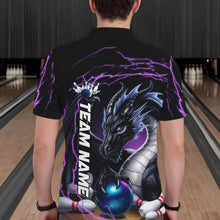 Load image into Gallery viewer, Blue And Purple Thunder Lightning Custom Dragon Bowling Team Polo Shirts For Men IPHW8317