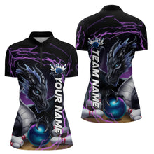 Load image into Gallery viewer, Blue And Purple Thunder Lightning Custom Dragon Bowling Team Quarter-Zip Shirts For Women IPHW8317