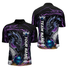 Load image into Gallery viewer, Blue And Purple Thunder Lightning Custom Dragon Bowling Team Quarter-Zip Shirts For Men IPHW8317
