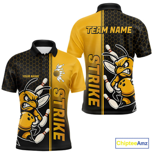 Custom Strike Bee Bowling Polo Shirts For Men, Bee Bowling Team Bowlers Outfit IPHW9047