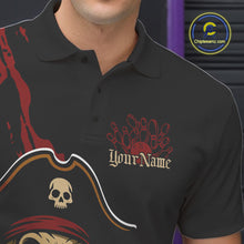 Load image into Gallery viewer, Custom Black And Red Pirate Bowling Men Polo Shirts, Bowling Team Bowling League Shirt IPHW9048