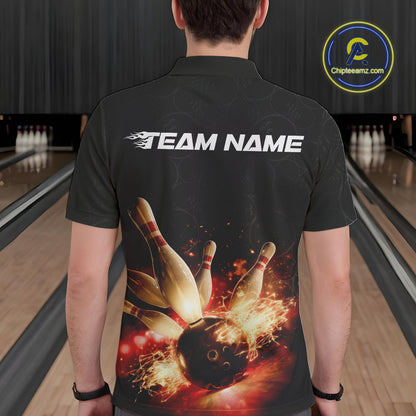 Custom Dreamy Bowling Polo Shirts For Men, Bokeh Bowling Team Shirt IPHW9442
