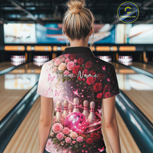 Load image into Gallery viewer, Custom Dreamy Pink Roses And Butterfly Women Bowling Polo Shirt, Ladies Bowling Shirt IPHW10896