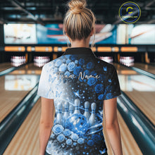 Load image into Gallery viewer, Custom Dreamy Blue Roses And Butterfly Women Bowling Quarter-Zip Shirt, Ladies Outfit IPHW10897
