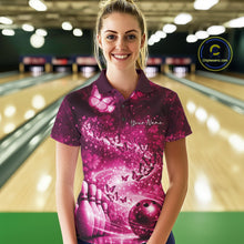 Load image into Gallery viewer, Custom Elegant Pink Butterfly Women Bowling Shirt, Ladies Bowling Team Outfit IPHW10909