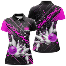 Load image into Gallery viewer, Pink Purple Strike Bowling Custom Team Shirts For Women, Bowling League Outfits For Bowler IPHW6337