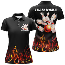 Load image into Gallery viewer, Custom Red Flame Bowling Shirts For Women, Personalized Bowling Team Shirts IPHW7377