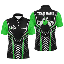 Load image into Gallery viewer, Black And Green Custom Bowling Jerseys Bowling Team Shirt For Men, Bowling Uniform With Name IPHW7912