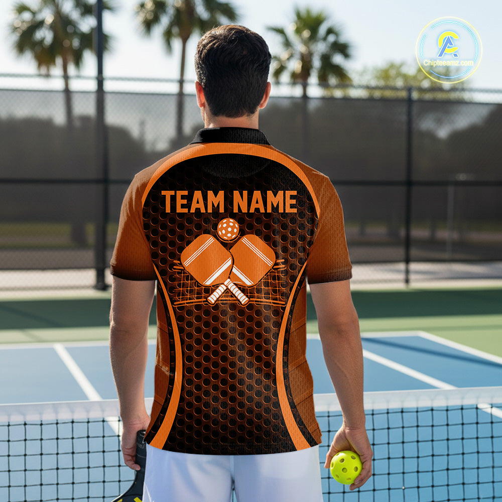 Custom Orange Pickleball Shirts For Men, Men's Pickleball Outfit Pickleball Team Shirts IPHW10695