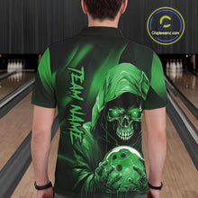 Load image into Gallery viewer, Green Bowling Grim Reaper Custom Men Bowling Polo Shirts Skull Bowling Team Jerseys IPHW10698