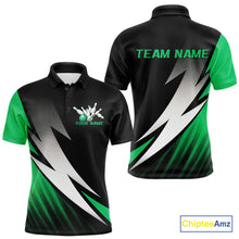Load image into Gallery viewer, Black And Green Custom Bowling Jerseys, Men Polo Shirt Bowling Tournament Outfits IPHW9079