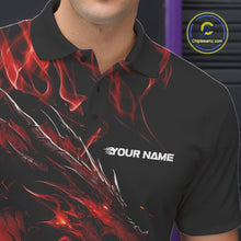 Load image into Gallery viewer, Custom Black And Red Flame Dragon Bowling Team Men Polo Shirts, Bowling League Shirt IPHW9333