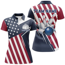 Load image into Gallery viewer, Custom Patriotic Bowling Shirts For Women, US Bowling Team Shirts American Flag Shirt IPHW7394