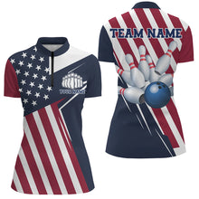 Load image into Gallery viewer, Custom Patriotic Bowling Shirts For Women, US Bowling Team Shirts American Flag Shirt IPHW7394
