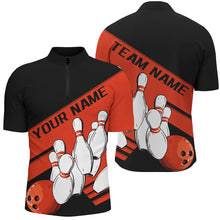 Load image into Gallery viewer, Black And Orange Custom Bowling Shirts For Men, Bowling League Shirt Bowling Team Uniform IPHW7920