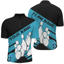 Load image into Gallery viewer, Black And Blue Custom Bowling Shirts For Men, Bowling League Shirt Bowling Team Uniform IPHW7921