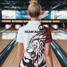 Load image into Gallery viewer, Custom Red Camo Lion Bowling Team Polo Shirts For Women, Lion Bowling League Shirt IPHW8855