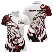 Load image into Gallery viewer, Custom Red Camo Lion Bowling Team Polo Shirts For Women, Lion Bowling League Shirt IPHW8855