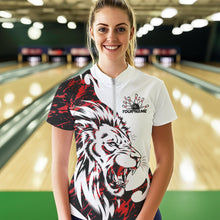 Load image into Gallery viewer, Custom Red Camo Lion Bowling Team Quarter-Zip Shirts For Women, Lion Bowling League Shirt IPHW8855