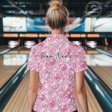 Load image into Gallery viewer, Custom Pink Butterfly Bowling Women Quarter-Zip Shirt, Ladies Bowlers Outfit IPHW10931